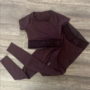 Nike Pro Burgundy Activewear Set
